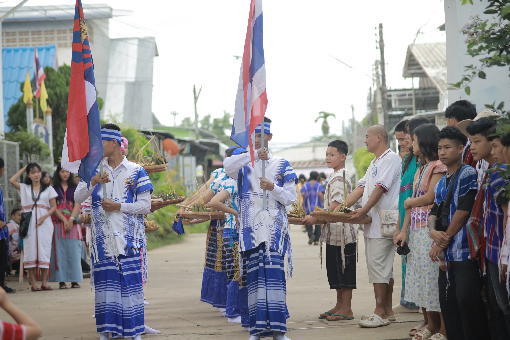 Students taking part in a Karen cultural ceremony