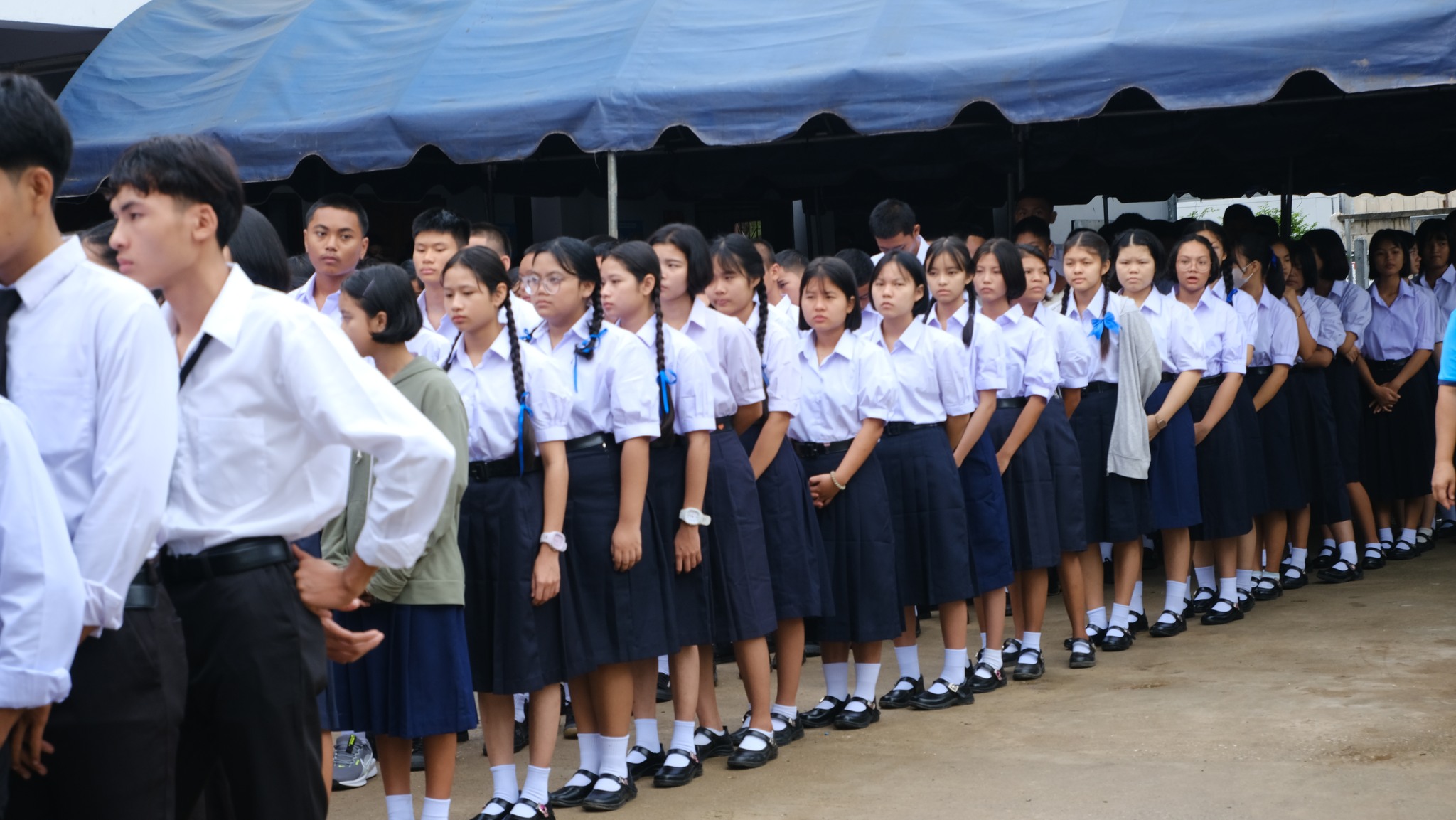 Students gathered in school uniform